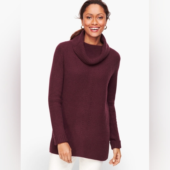 Talbots Sweaters - Talbots Womens Burgundy Wine Cashmere Cowlneck Sweater Size Small